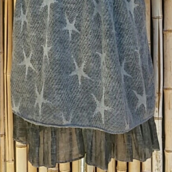 🌸 SALE ENDS SUN 🌸NEW Gray Wool Blend Star Print Dress with Ruffle Hem Slip - Picture 4 of 11